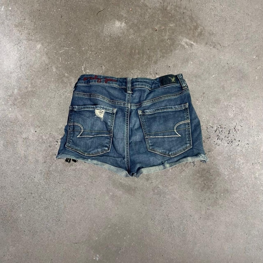 American Eagle Embroidered Distressed Style Denim Shorts
